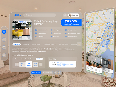 Zillow spacial app concept design apple vision pro design spacial ui user experience user interface ux zillow