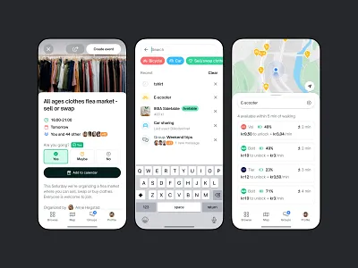 Tenant — Exploring sharing services in a neighborhood app pt.1 app calendar concept design detail event map navigation points product results rsvp scooter scooters search sharing