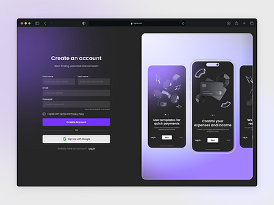 Sign Up Page Website Design app create account daily ui signup ui ux web app web design website