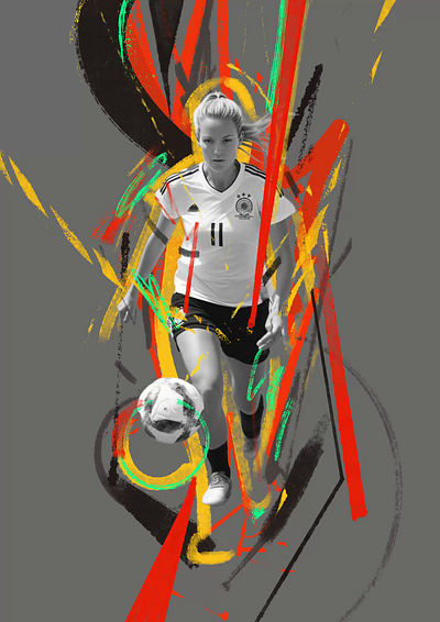 Alexandra Popp animation character design football germany illustrated illustration illustrator motion graphics people portrait portrait illustration procreate soccer