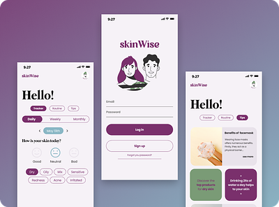 Skinwise app app design ui ux uxui