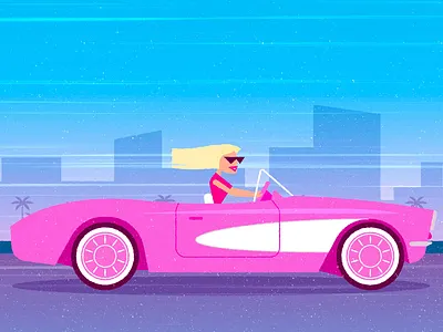 Barbie barbie beach car mcm mograph motion graphics racing summer