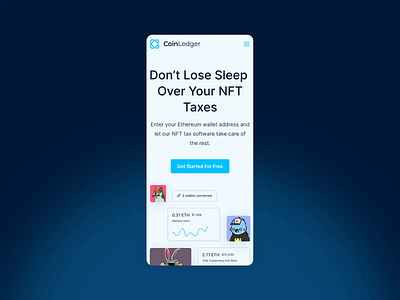 Fintech Web Design and Development | CoinLedger animations branding design fintech graphic design landing page nft taxes ui uiux ux website website design website scroll