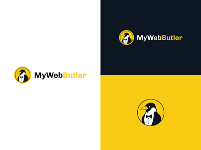My Web Butler Penguin Logo butler logo design mascot penguin web