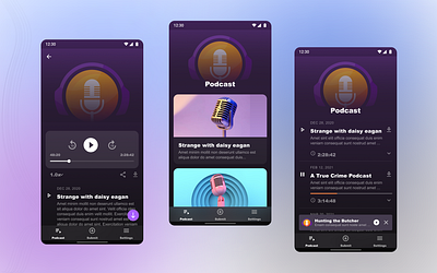 Simple Podcast Listening Mobile App creative design minimal podcast mobile app ui ui ux ux website design