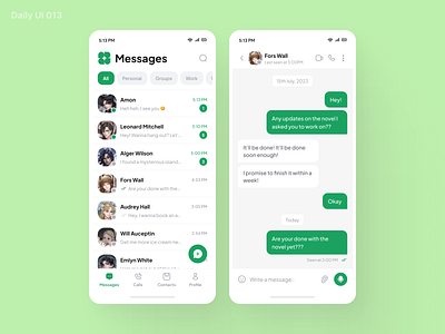 Day 013 - Direct Message 013 app daily ui daily ui 013 dailyui dailyui013 design direct message message app messenger mobile mobile app ui ui design ux ux design
