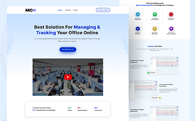 Office Management Software Landing Page creative design landing page minimal product landing page ui ui ux website design