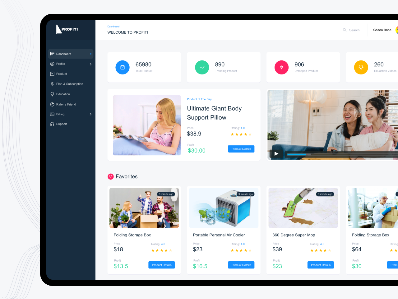 Drop shipping software dashboard UI by Nasib Hasan on Dribbble