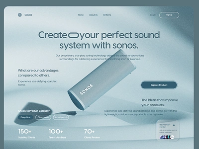 Sonos - Product Ecommerce Landing Page app design branding design device home speaker website illustration landing minimal minimal product landing product product design 2023 sonos sound device website sound system ui uidesign uiux design wireless wireless speaker uiux