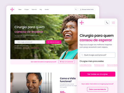 Vidia's Website Home Page brazil e commerce figma health mobile pink responsive single page spa vidia web web app website
