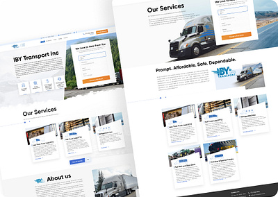 Business site Transport company branding business company freelance graphic design illustration landing trail transporter truck vector web site