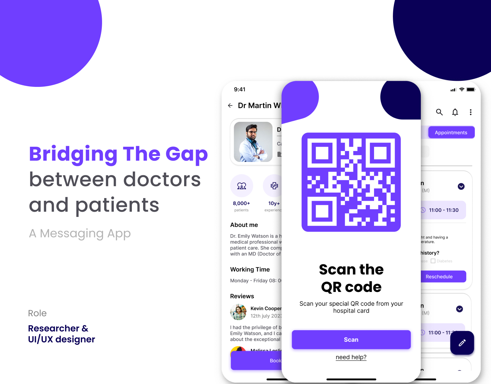 Dosage Messaging App (Healthcare) book appointment case study chatting app doctor app doctor patient app health care hospital app messaging app mobile app design patient app ui ui design uiux user interface ux design