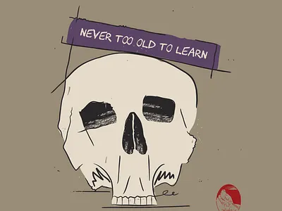 Never Too Old To Learn book digitalart graphicdesign illustration illustrator retro skull texture vector vintage