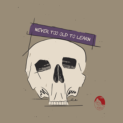 Never Too Old To Learn book digitalart graphicdesign illustration illustrator retro skull texture vector vintage