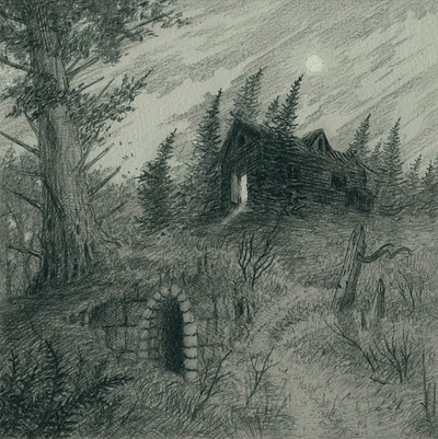 Visitor ambient cottage coverart dark dream dungeon ethereal forest nature night pencil pencildrawing