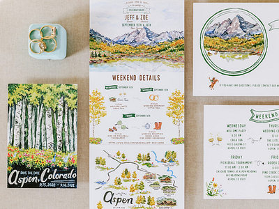 Aspen Map, Timeline, Travel Poster aspen aspen map aspen trees calligraphy colorado colorado map custom map educational illustration floral borders gouache handlettering handpainted illustrated map natural media portland illustrator stationery illustration surface design watercolor watercolor infographic wildflower illustration