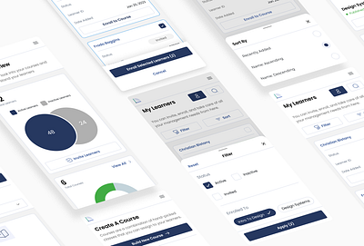 Learning Management Concept analytics app branding clean course creator courses dailyui dashboard filters icon learning management lms minimal mobile modern sorting ui ux
