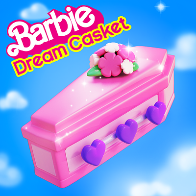 Barbie Dream Casket 3d barbie barbiemovie c4d casket clouds coffin death funeral illustration pink