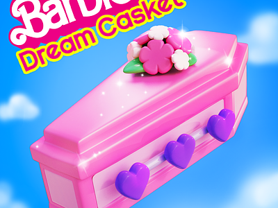 Barbie Dream Casket 3d barbie barbiemovie c4d casket clouds coffin death funeral illustration pink