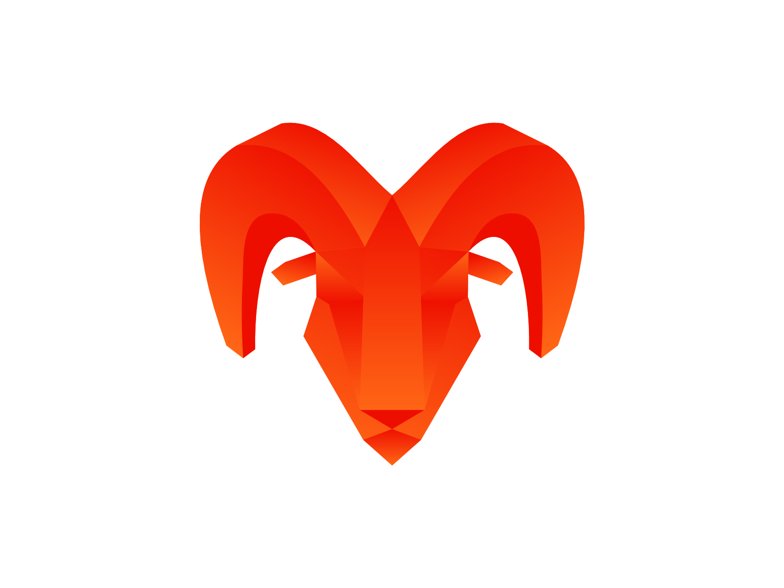 Goat / ram w large horns, low poly / origami logo design symbol animal aries bighorn capricorn confidence courage creative decisive force force goat head horns ibex logo logo design low poly mark symbol icon origami power ram sheep rams goats