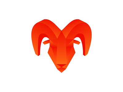 Goat / ram w large horns, low poly / origami logo design symbol animal aries bighorn capricorn confidence courage creative decisive force force goat head horns ibex logo logo design low poly mark symbol icon origami power ram sheep rams goats