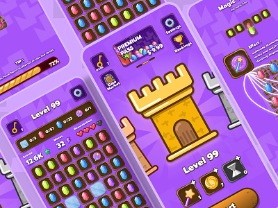 Gemtopia - Mobile Game UI Concept achievment candy concept design diamond game game app game art game design game ui game ui kit gameplay gaming gems interface loading screen mobile play product design ux
