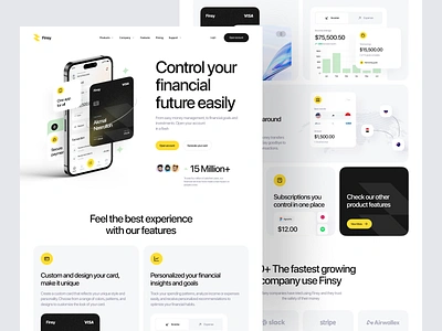 Finsy - Finance Landing Page 💸 bank bank card banking web business credit card debit digital banking finance finance app finance web financial fintech homepage landing page mobile banking money popular web design website website design