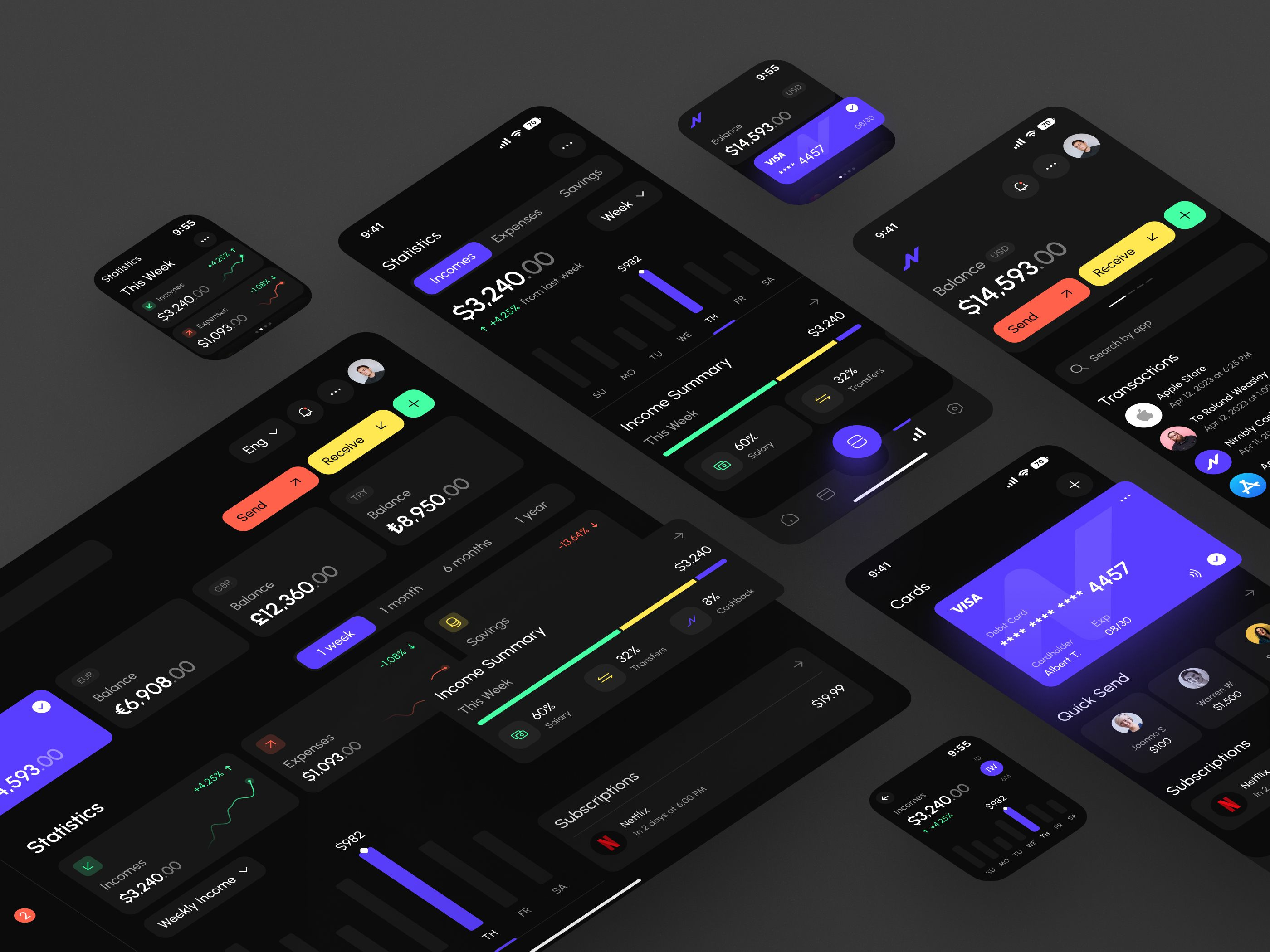 Nimbly — Finance App (Full Project) app design app ui app ux apple watch bank app banking app crypto dashboard finance technology fintech mobile app mobile design money product design transactions ui uiux ux wallet watch app