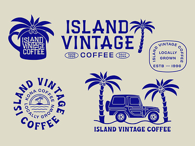 Island Vintage Coffee branding coffee coffee brand coffee logo design graphic design hawaii hawaii brand illustration illustrator island island vintage maui surf surf brand travel