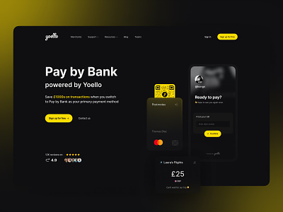 Landing Page - Yoello Pay app bank dark design landing pay payment ui ux web web landing yellow