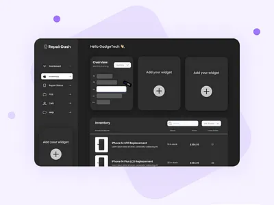 Phone repair Dashboard app design ui ux