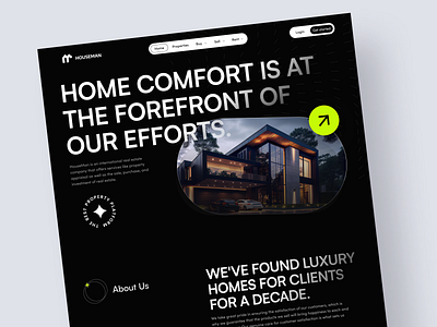 Houseman - Property Landing Page agency architect company contractor corporate dark developer house landing mode mortgage page property template ui website