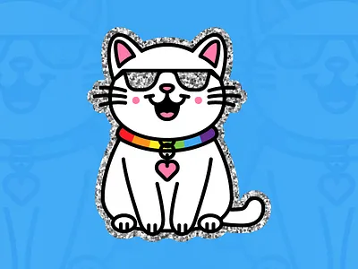 Cool Cat Sticker adobeillustrator art artwork cat design dribbble illustration rainbow vector