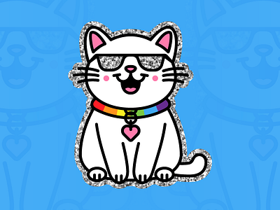 Cool Cat Sticker adobeillustrator art artwork cat design dribbble illustration rainbow vector