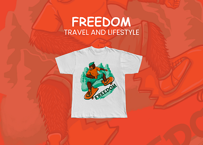 Tshirt Illustration Design Travel and lifestyle Theme FREEDOM branding design graphic design illustration monkey procreate travel tshirt design tshirtdesign