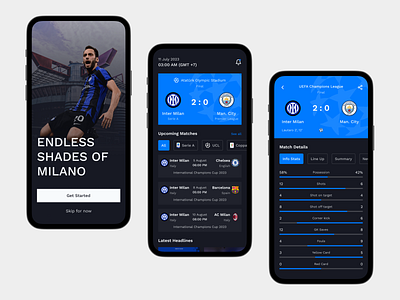 Inter Milan - Football App clean design football football app football stats live football live score live score app mobile mobile app mobile design soccer ui ux