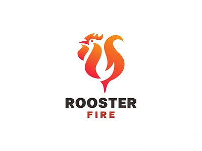 rooster fire logo animal app branding chicken design dual meaning fire graphic design icon illustration logo rooster ui ux vector