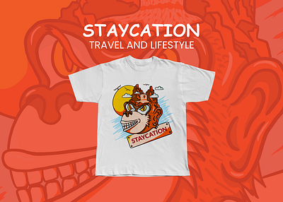 Tshirt Illustration Design Travel theme STAYCATION artist branding cartoon design graphic design illustration illustrator procreate travel tshirt design