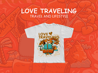 Tshirt Illustration Design Travel theme LOVE TRAVELING artist branding cartoon design graphic design illustration procreate thsirt design travel