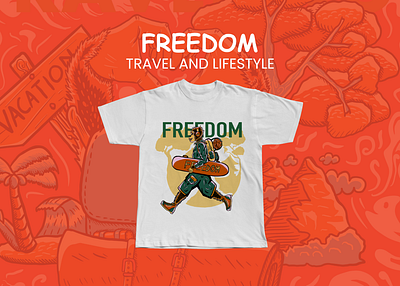 Tshirt Illustration Design travel theme FREEDOM artist branding cartoon design graphic design illustration procreate travel tshirt design