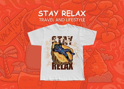 Tshirt Illustration Design travel theme STAY RELAX artist branding cartoon design graphic design illustration procreate thsirt design travel