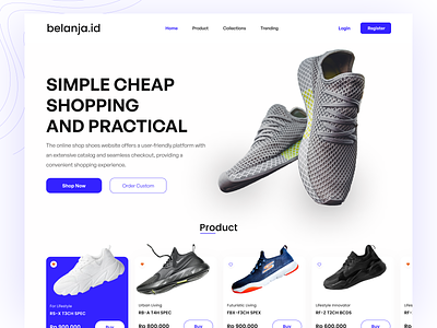 Belanja.id - Hero Section banner branding cart clean design e commers ecommers hero herosection online store shoe shose store typography ui ux web web design website