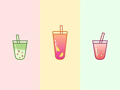 Summer drinks boba bubble tea drink illustration