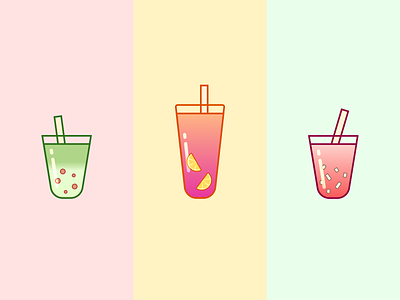 Summer drinks boba bubble tea drink illustration