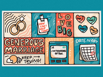 Generous Marriage Series design hand drawn illustrated lettering love marriage romance sermon series