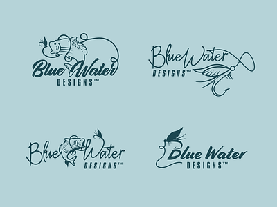 Blue Water Designs Logo Exploration branding fishing fly fishing illustration logo