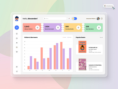 Library Management Dashboard 3d animation art branding dashboard digitaldesign flatdesign graphic design icon illustration innovationsync logo mobile motion graphics nft product design typography ui vector webdesign