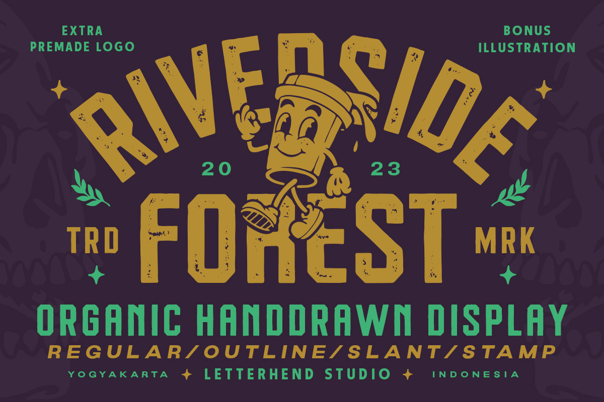 Riverside Forest – Organic Hand Drawn Display bold font freebies