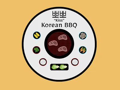 Kiss Korean BBQ art branding design figma food illustration korean logo