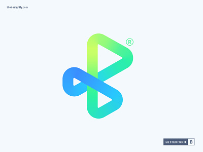 B Logo abstract ai artificial intelligence b blue color connected design designs gradient green letter letters line logo logos modern tech type web